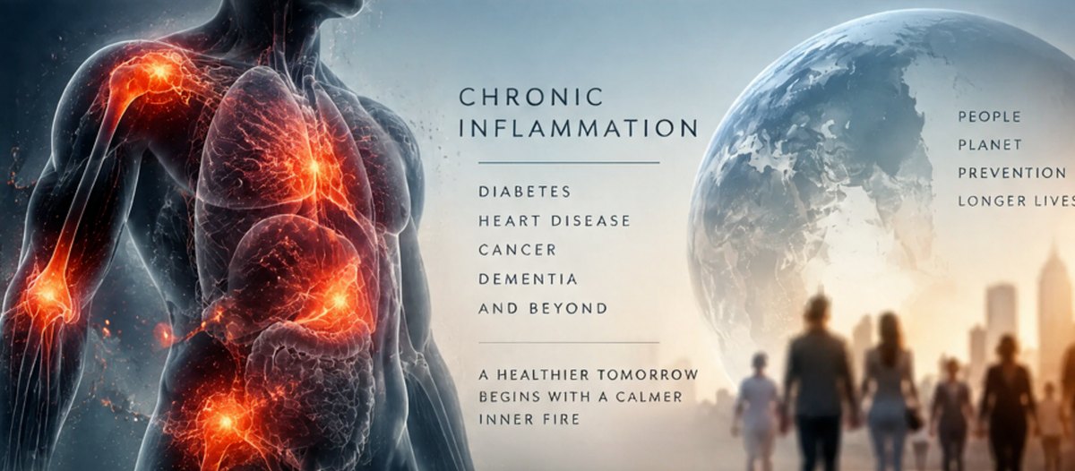 Illustration for “The Silent Fire”: chronic inflammation and its link to diabetes, heart disease, cancer and dementia