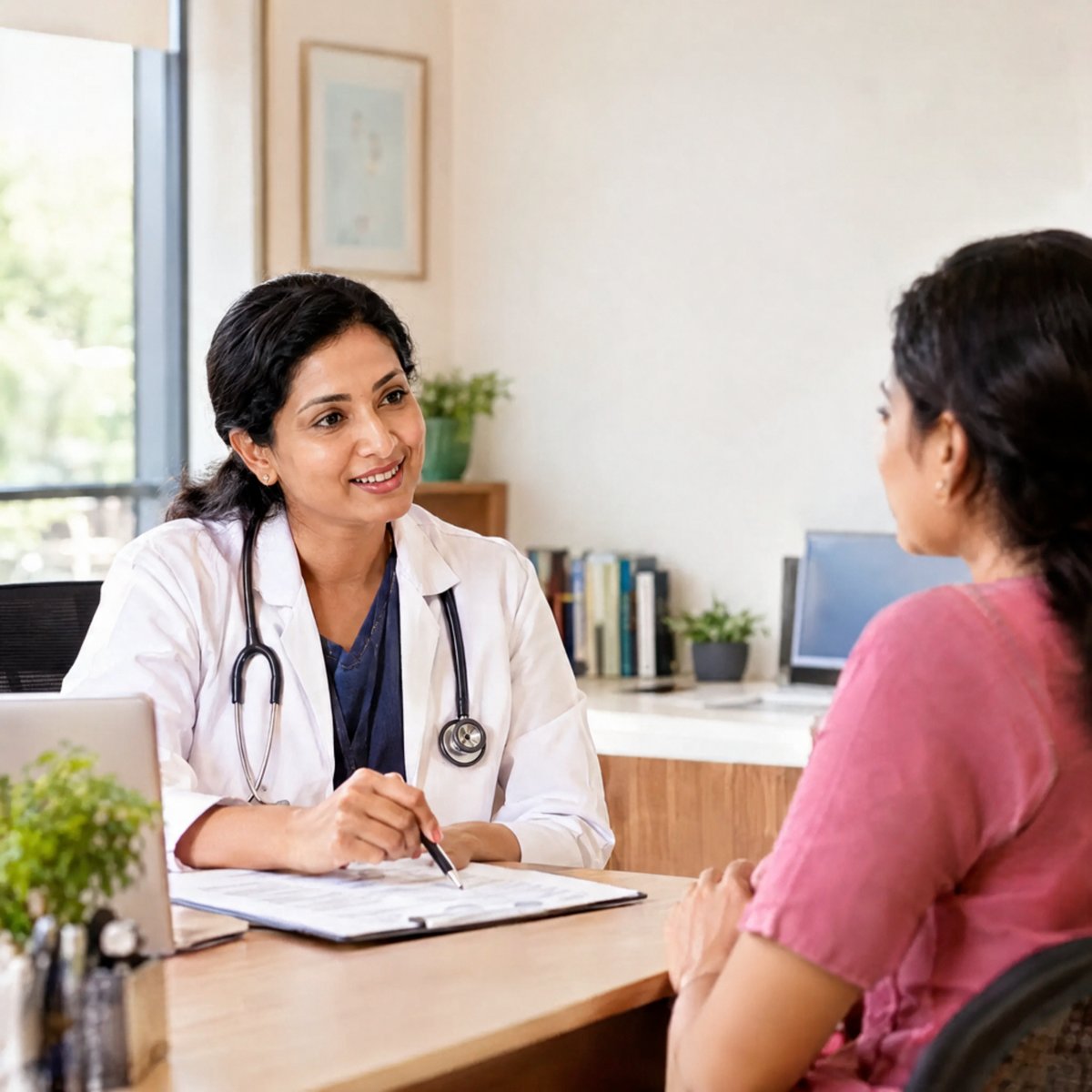 A Metnoia NewHealth doctor in consultation with a patient