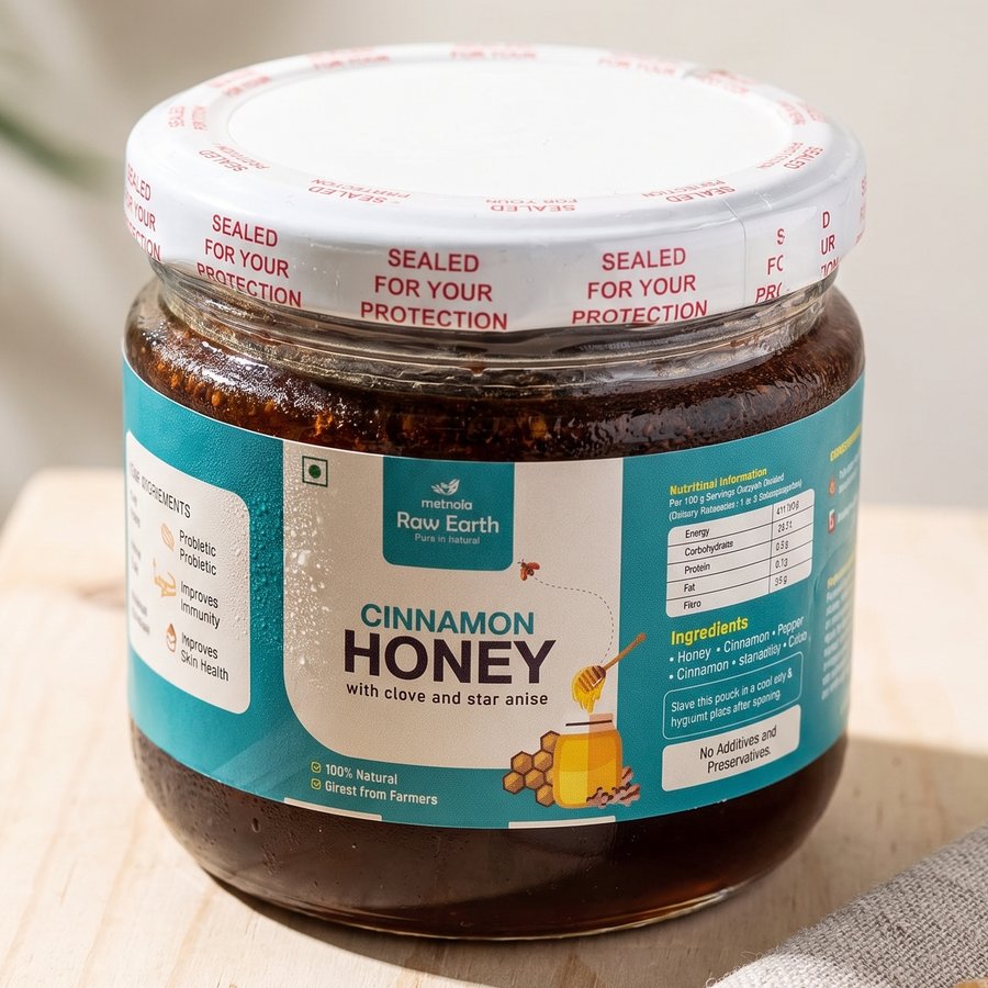 Metnoia RawEarth Cinnamon Honey jar